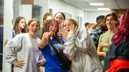 students posing for funny photo