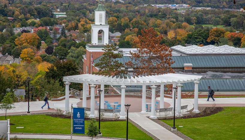 beautiful landscape and brick buildings